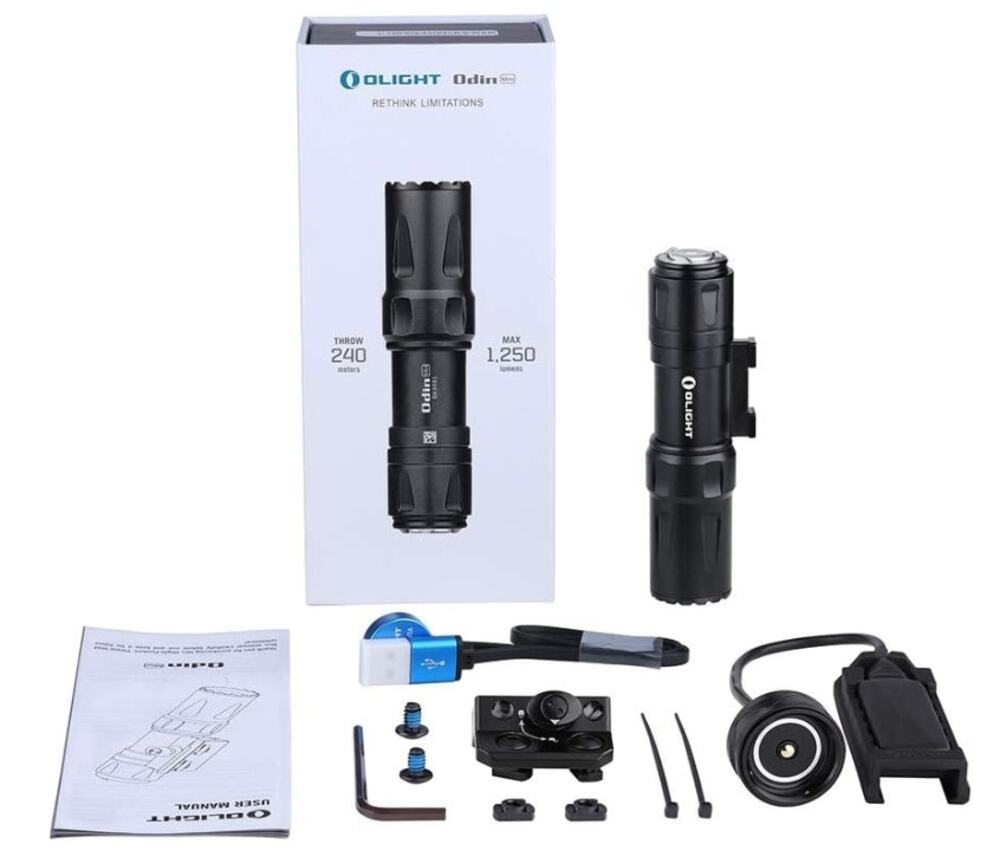 OLIGHT Odin Mini 1250 Lumen Rechargeable LED Flashlight Mount Kit - New